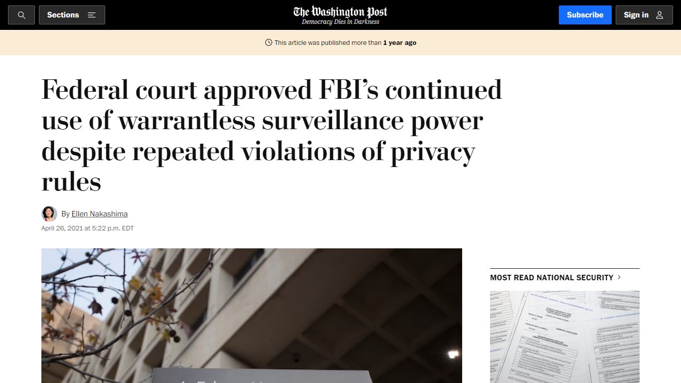 Federal court approved FBI’s continued use of warrantless surveillance ...