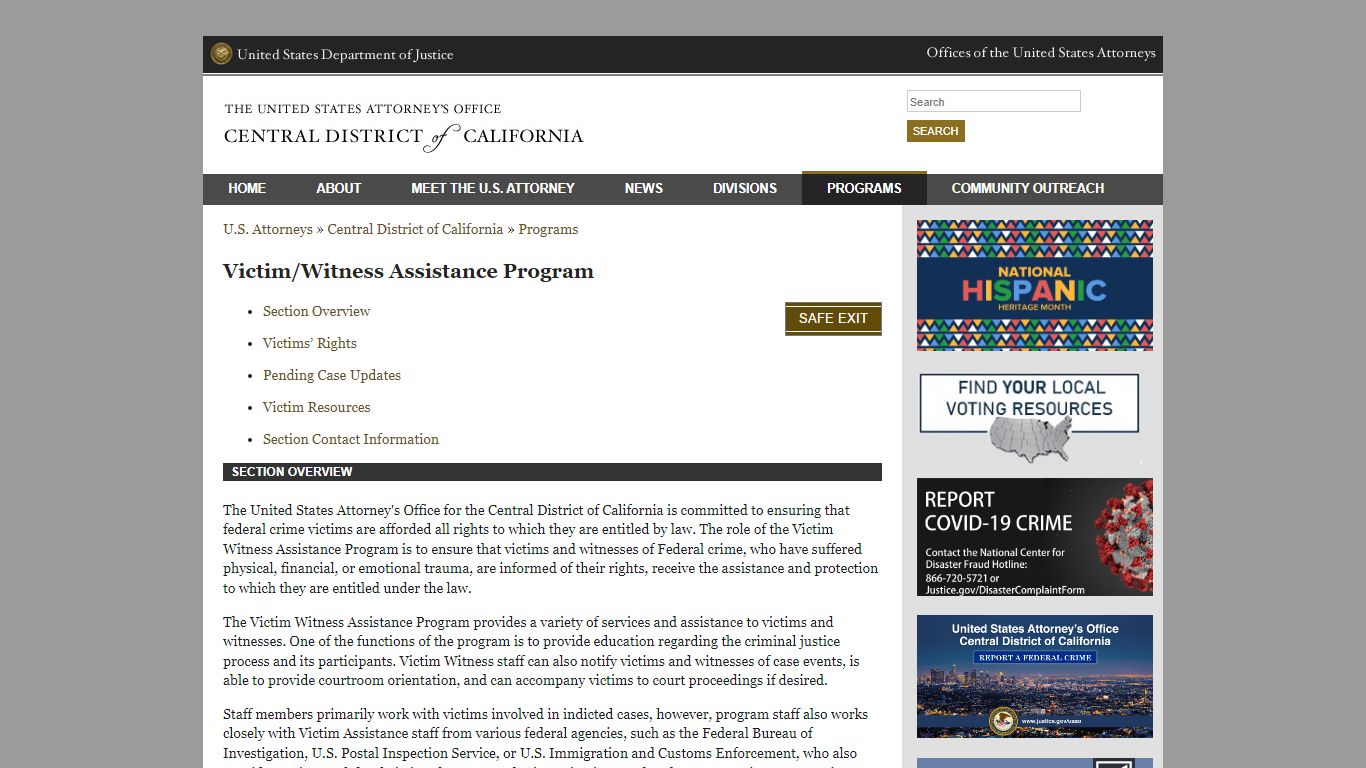 Victim/Witness Assistance Program - United States Department of Justice